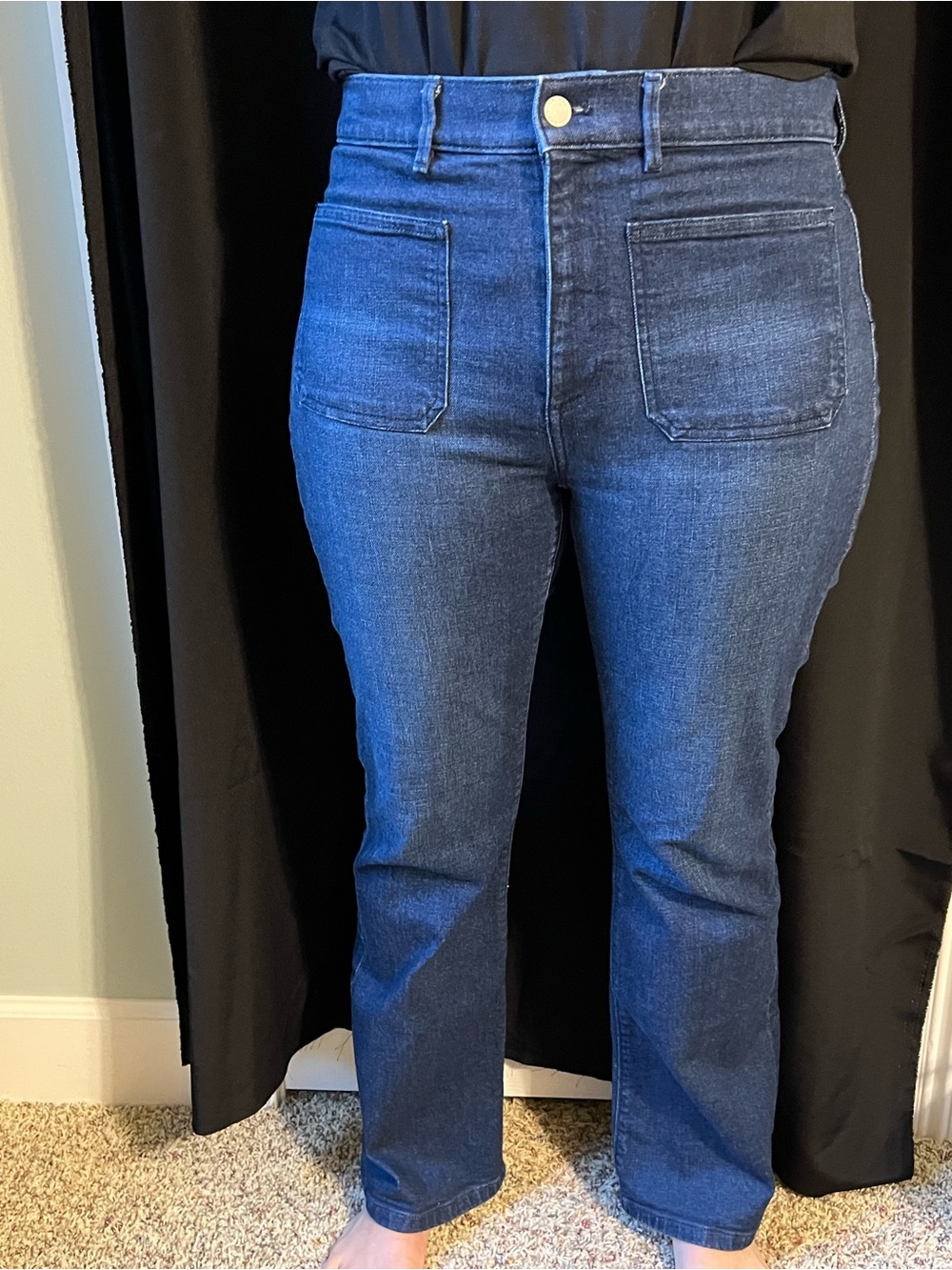 Ann Taylor Indigo Straight-Leg Patch Pocket Jeans
